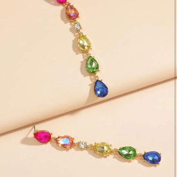 Multicolored CZ drop earrings - Picture 3 of 3